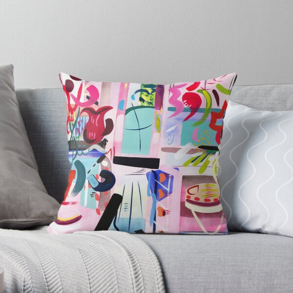 Pink Interior Abstract Art Print Throw Pillow
