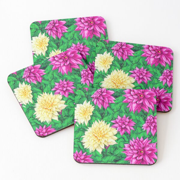 Item preview, Patterns of yellow, red flowers and green leaves designed and sold by ArteEterno.