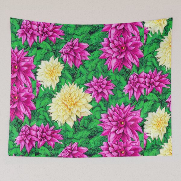 Item preview, Patterns of yellow, red flowers and green leaves designed and sold by ArteEterno.