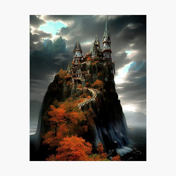 Castle Amongst the Spire Mountains, original hotsell art canvas print