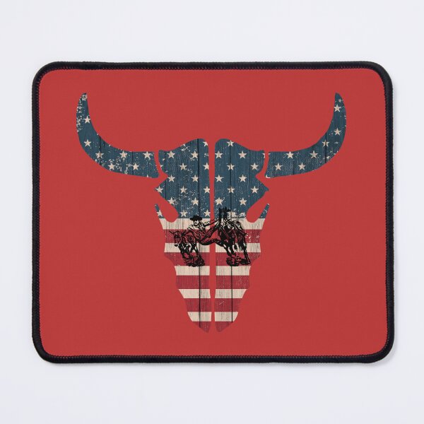 Item preview, Steer Wrestler On Steer Scull American Flag designed and sold by handsoftime2020.