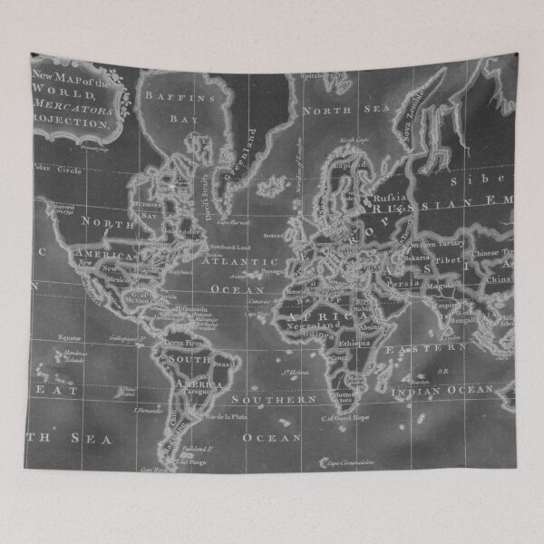 Item preview, Black and White World Map (1766) Inverse designed and sold by BravuraMedia.
