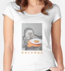Nervous Dinner with White Dog Fitted Scoop T-Shirt