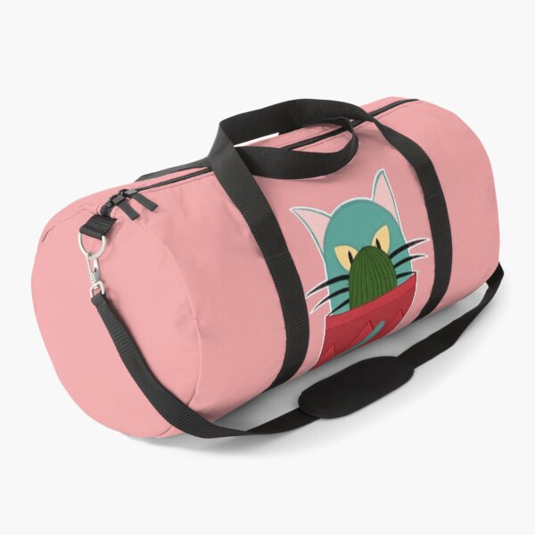 Item preview, Mint Green Cat with Big Whiskers Angry About a Cactus in a Red Pot designed and sold by marie-inks.