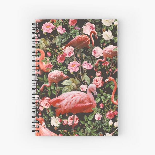 Makkelijk te lezen voetstuk Niet ingewikkeld Floral and Flamingo Pattern" Spiral Notebook for Sale by burcukyurek |  Redbubble