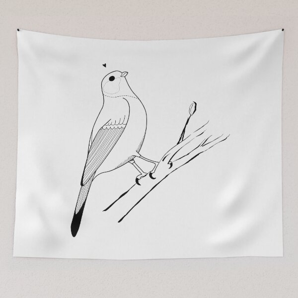 Item preview, Blue Tit Bird on a Branch Lines Only Little Heart designed and sold by marie-inks.