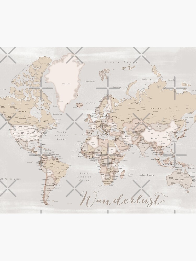 "Wanderlust rustic detailed world map" Wall Tapestry by blursbyai Redbubble