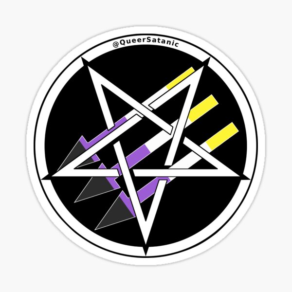Satanic Antifascism - Nonbinary Pride Sticker
