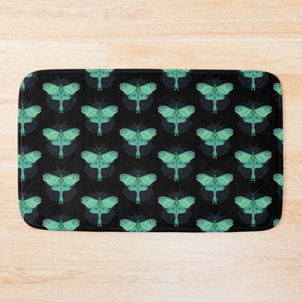 Item preview, Magical Forrest Mint Green Moth with Black Space Background Cottagecore designed and sold by marie-inks.
