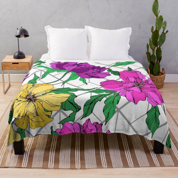 Item preview, Vivid pink, purple and yellow flowers designed and sold by FGCART.