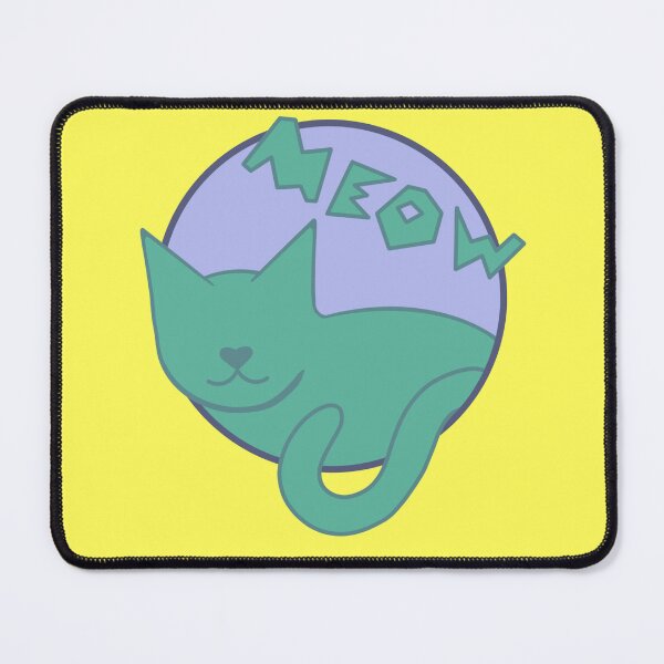 Item preview, Meow Green Kitten with Purple Circle Retro Vintage 1980s designed and sold by marie-inks.