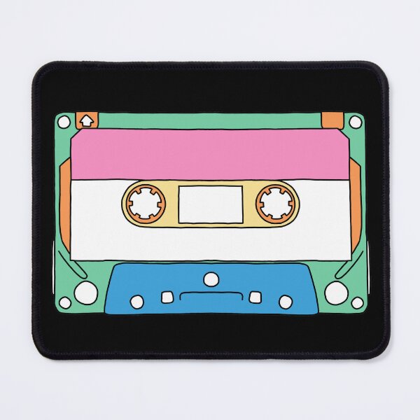 Item preview, Green Orange Pink Yellow and Blue Cassette Tape Retro Vintage Music 1980s 1990s designed and sold by marie-inks.