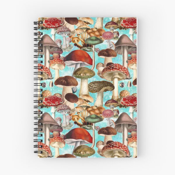 Item preview, Vintage mushrooms exotic garden, shrooms and fungi, botanical pattern, mushrooms illustration, seamless pattern, turquoise aqua pattern trendy  designed and sold by ZeinabTaha.