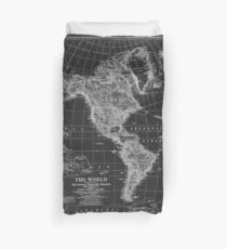 Black and White World Map (1922) Inverse Duvet Cover