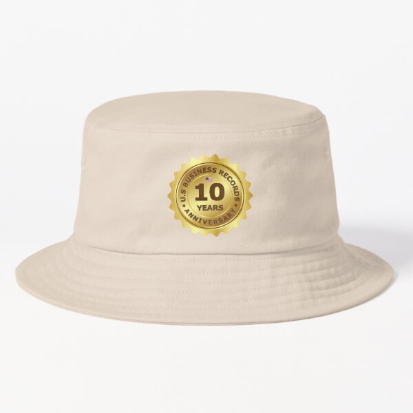 100 Years Anniversary Gold Seal, U.S Business Records, www.usbusinessrecords .com, Advertising Gold Seal Bucket Hat for Sale by Johnredbubblesh