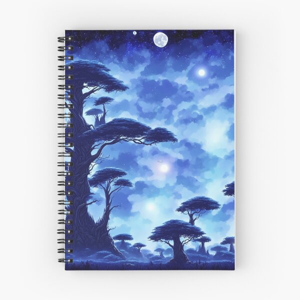 Item preview, Blue alien landscape with several moons and starry sky designed and sold by BrachiaST.