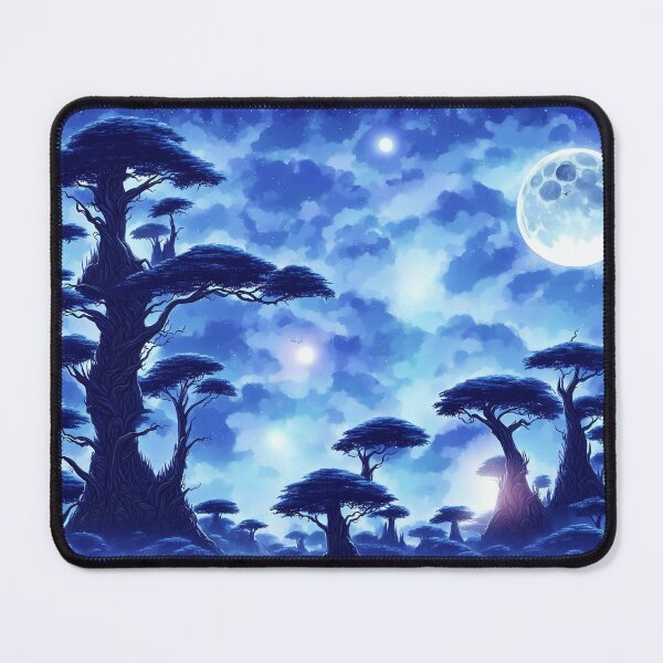 Item preview, Blue alien landscape with several moons and starry sky designed and sold by BrachiaST.