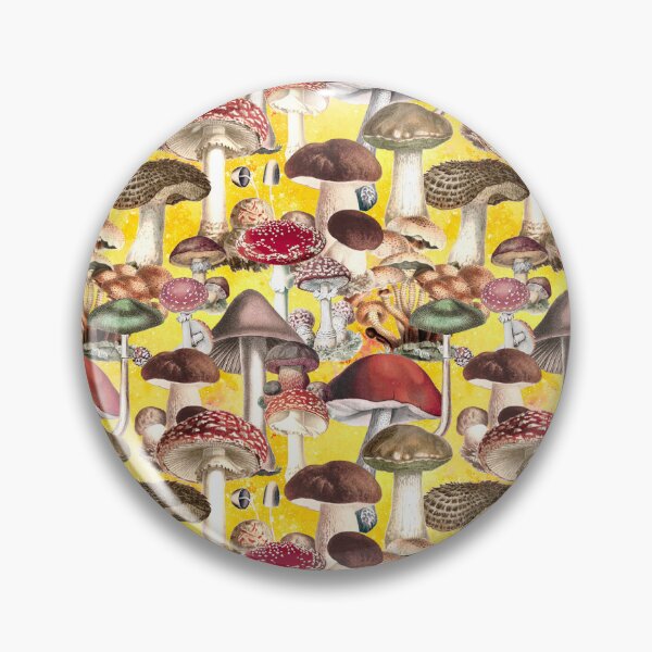 Item preview, Vintage mushrooms exotic garden, shrooms and fungi, botanical pattern, mushrooms illustration, seamless pattern, yellow pattern trendy  designed and sold by ZeinabTaha.
