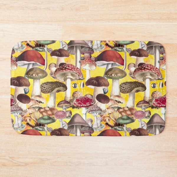 Item preview, Vintage mushrooms exotic garden, shrooms and fungi, botanical pattern, mushrooms illustration, seamless pattern, yellow pattern trendy  designed and sold by ZeinabTaha.