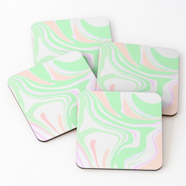 Item preview, Modern Grainy Liquid Swirl Abstract Pattern Square Pastel Green, Mint Green, Orange, Salmon Orange and Multicolor Design designed and sold by theprintedclub.