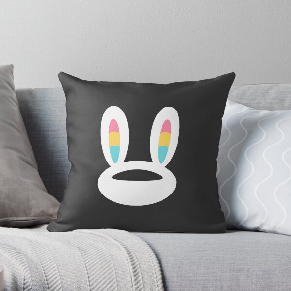 Pogo Space Bunny White Throw Pillow