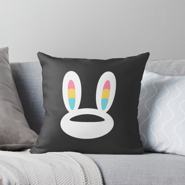 Pogo Space Bunny White Throw Pillow