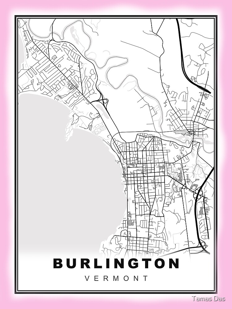 Disover Minimalist Pink Burlington Map Premium Matte Vertical Poster