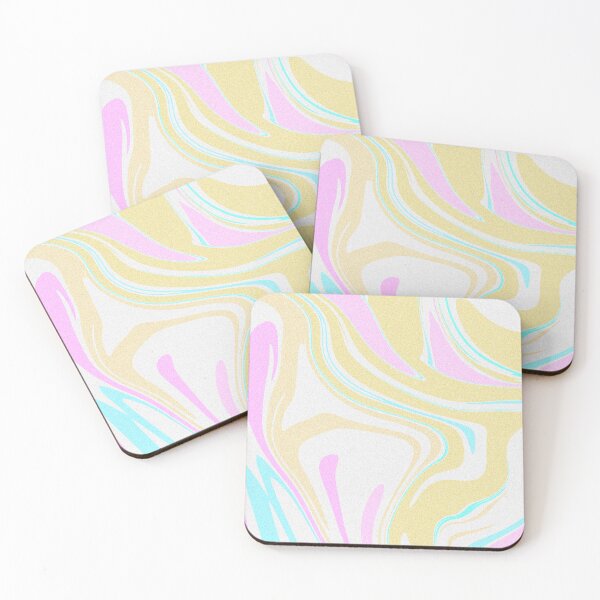 Item preview, Modern Grainy Liquid Swirl Abstract Pattern Square Pastel Mustard, Yellow, Baby Girl, Baby Pink And Baby Blue Multicolor Design designed and sold by theprintedclub.