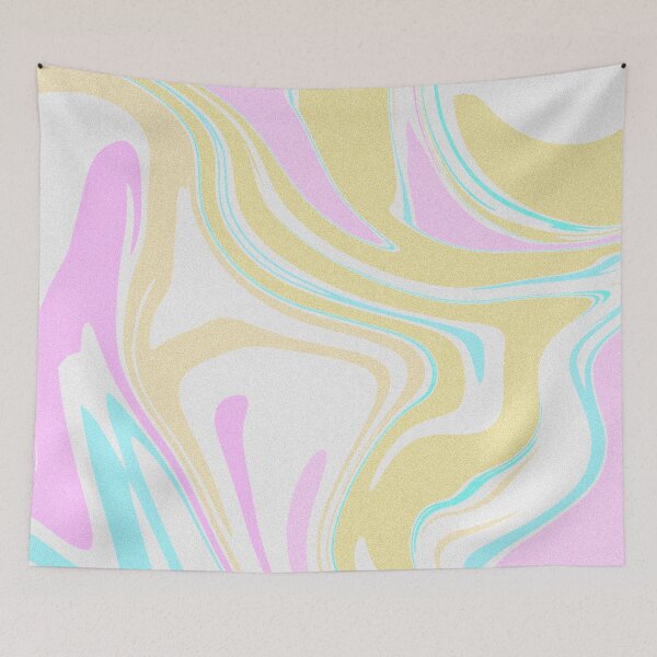 Item preview, Modern Grainy Liquid Swirl Abstract Pattern Square Pastel Mustard, Yellow, Baby Girl, Baby Pink And Baby Blue Multicolor Design designed and sold by theprintedclub.