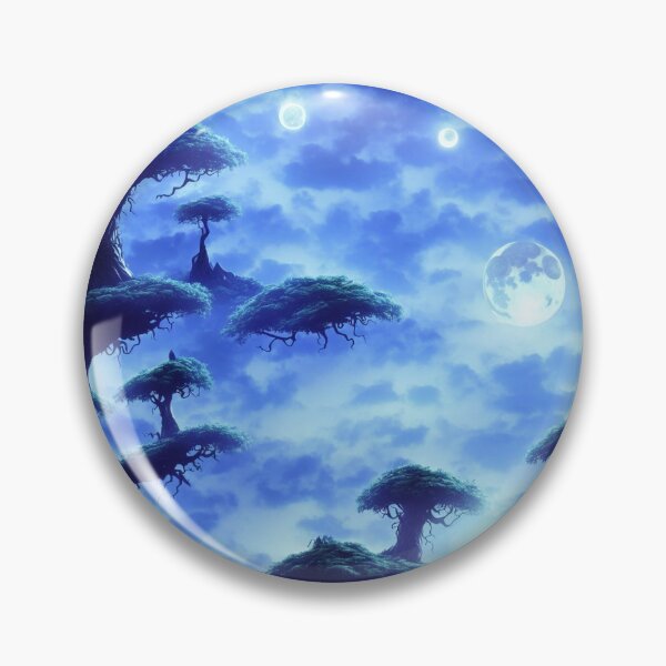 Item preview, Blue alien landscape with several moons, starry sky and floating trees designed and sold by BrachiaST.
