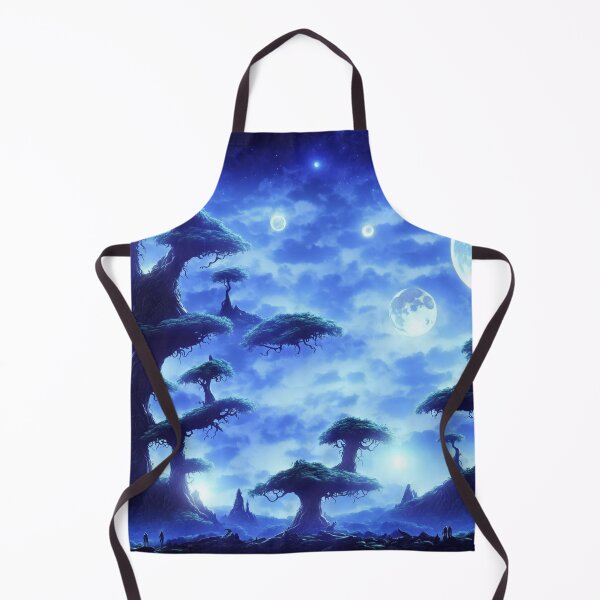 Item preview, Blue alien landscape with several moons, starry sky and floating trees designed and sold by BrachiaST.