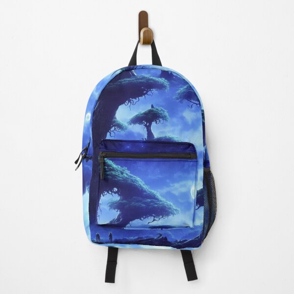Item preview, Blue alien landscape with several moons, starry sky and floating trees designed and sold by BrachiaST.