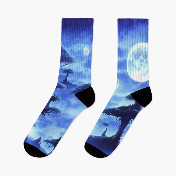 Item preview, Blue alien landscape with several moons, starry sky and floating trees designed and sold by BrachiaST.