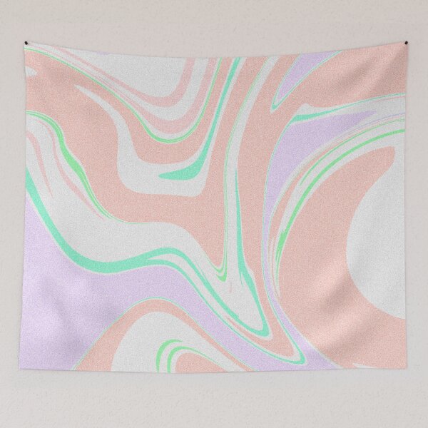 Item preview, Modern Grainy Liquid Swirl Abstract Pattern Square Pastel Orange, Baby Girl, Salmon, Lilac, Mint Green Multicolor Design designed and sold by theprintedclub.