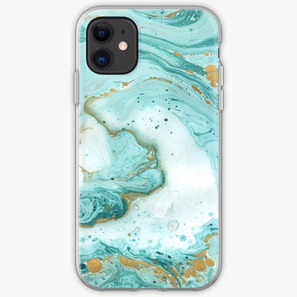 Turquoise Blue Watercolor Strokes iPhone Soft Case