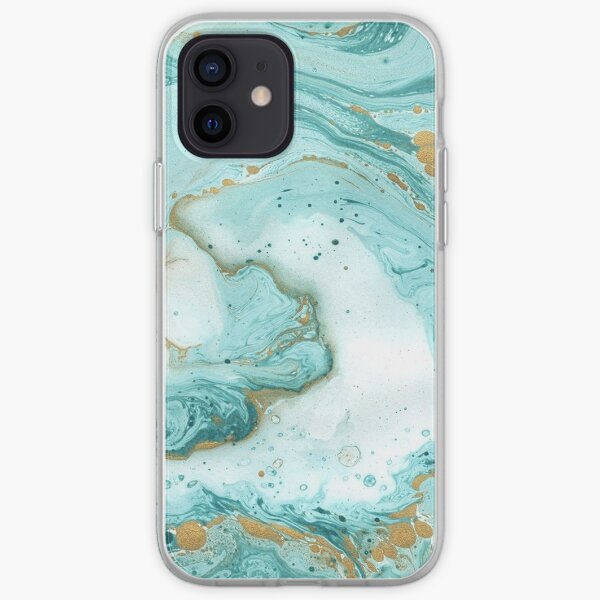 Turquoise Blue Watercolor Strokes iPhone Soft Case