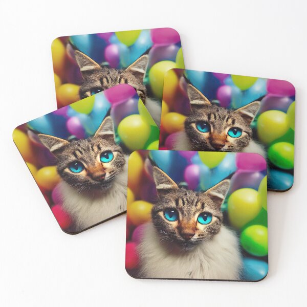 Item preview, Birthday Balloon Celebration Cat designed and sold by MagicCatSociety.