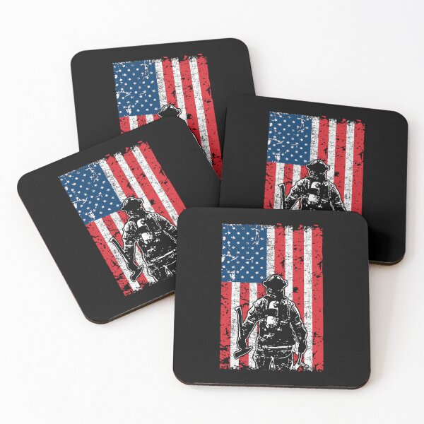 Item preview, Firefighter usa flag T shirt designed and sold by FanityPrints.