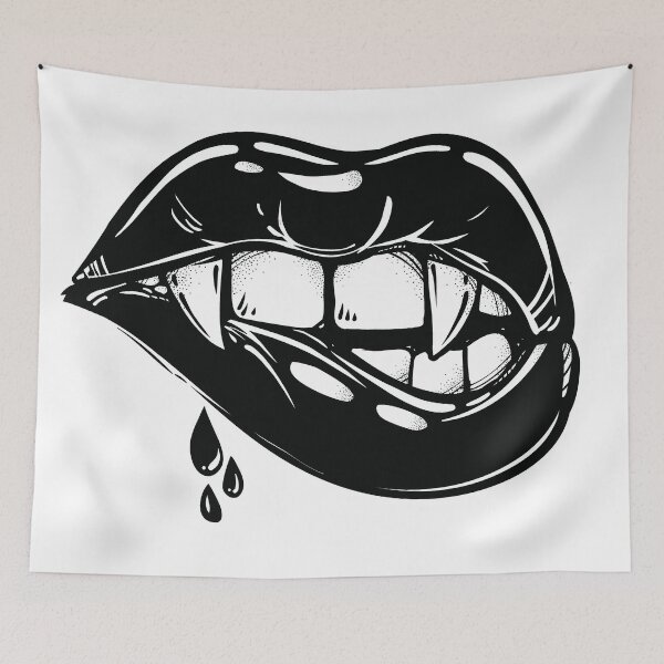 Item preview, Black Vampire Lips with Blood Dripping designed and sold by Magnetic Pajama.