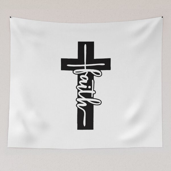 Item preview, Black Color Cross With Word Faith Overtop designed and sold by Rowena Jones.