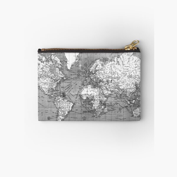 Item preview, Black and White World Map (1918) designed and sold by BravuraMedia.