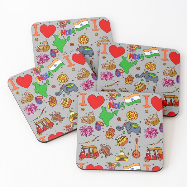 Item preview, I love India. Hand drawn Indian doodle elements, flag and map designed and sold by mashmosh.