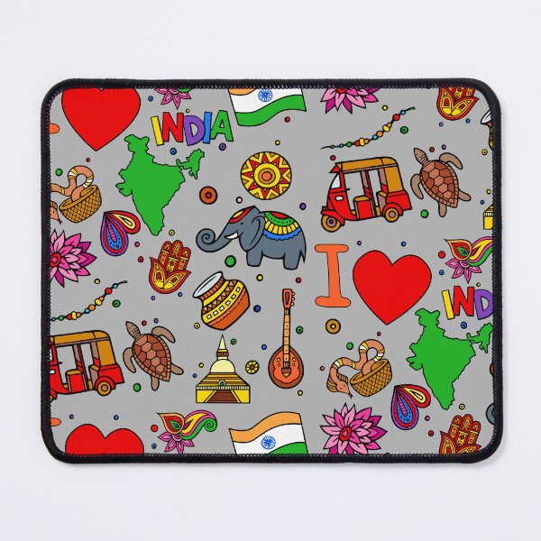 Item preview, I love India. Hand drawn Indian doodle elements, flag and map designed and sold by mashmosh.