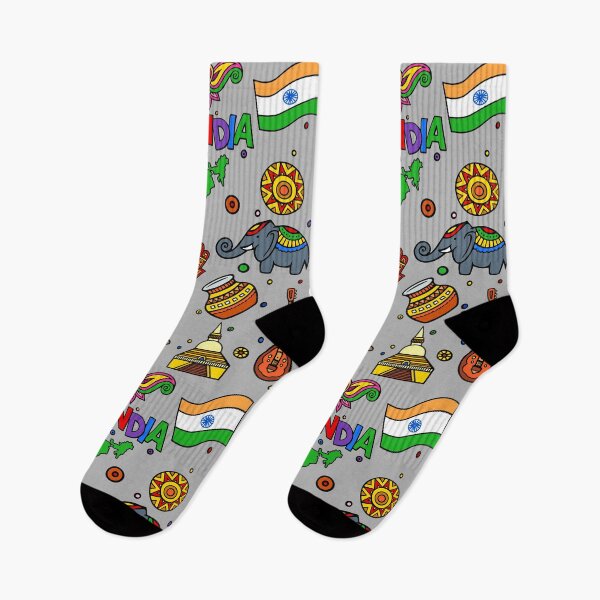 Item preview, I love India. Hand drawn Indian doodle elements, flag and map designed and sold by mashmosh.