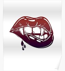 Sexy Vampir Lippen mit Blut tropft Poster
