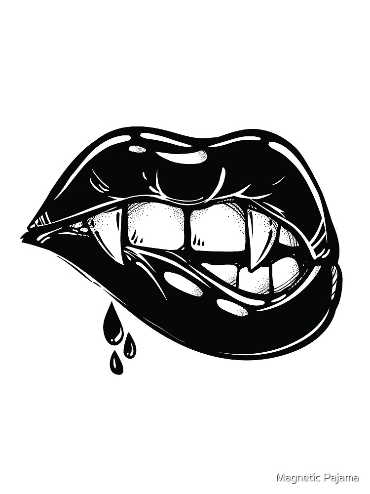 Black Vampire Lips with Blood Dripping by MagneticMama