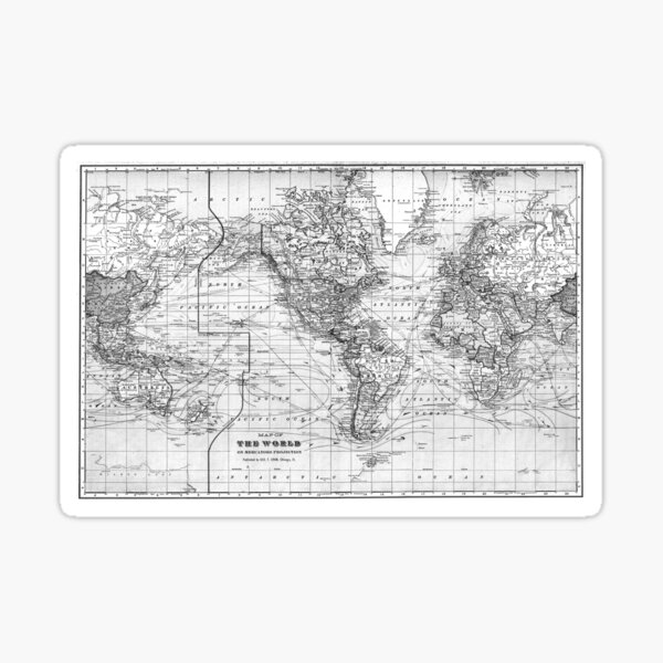 Item preview, Black and White World Map (1901) designed and sold by BravuraMedia.