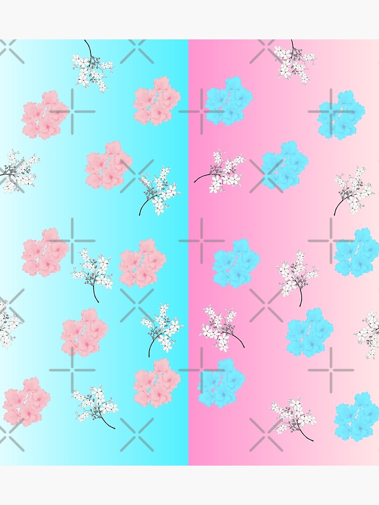 "Beautiful Pink and Blue Flower Design Colorful Floral Art " Poster