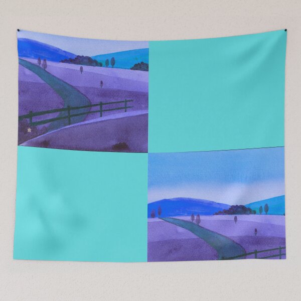 Item preview, Blue Landscape Countryside - Cool Retro Colourful Dual Nature Landscape Design designed and sold by MrGiftee.