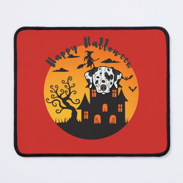 Item preview, Dalmatian Dog Head with Haunted Mansion and Happy Halloween Sign designed and sold by SeasonalDogs.
